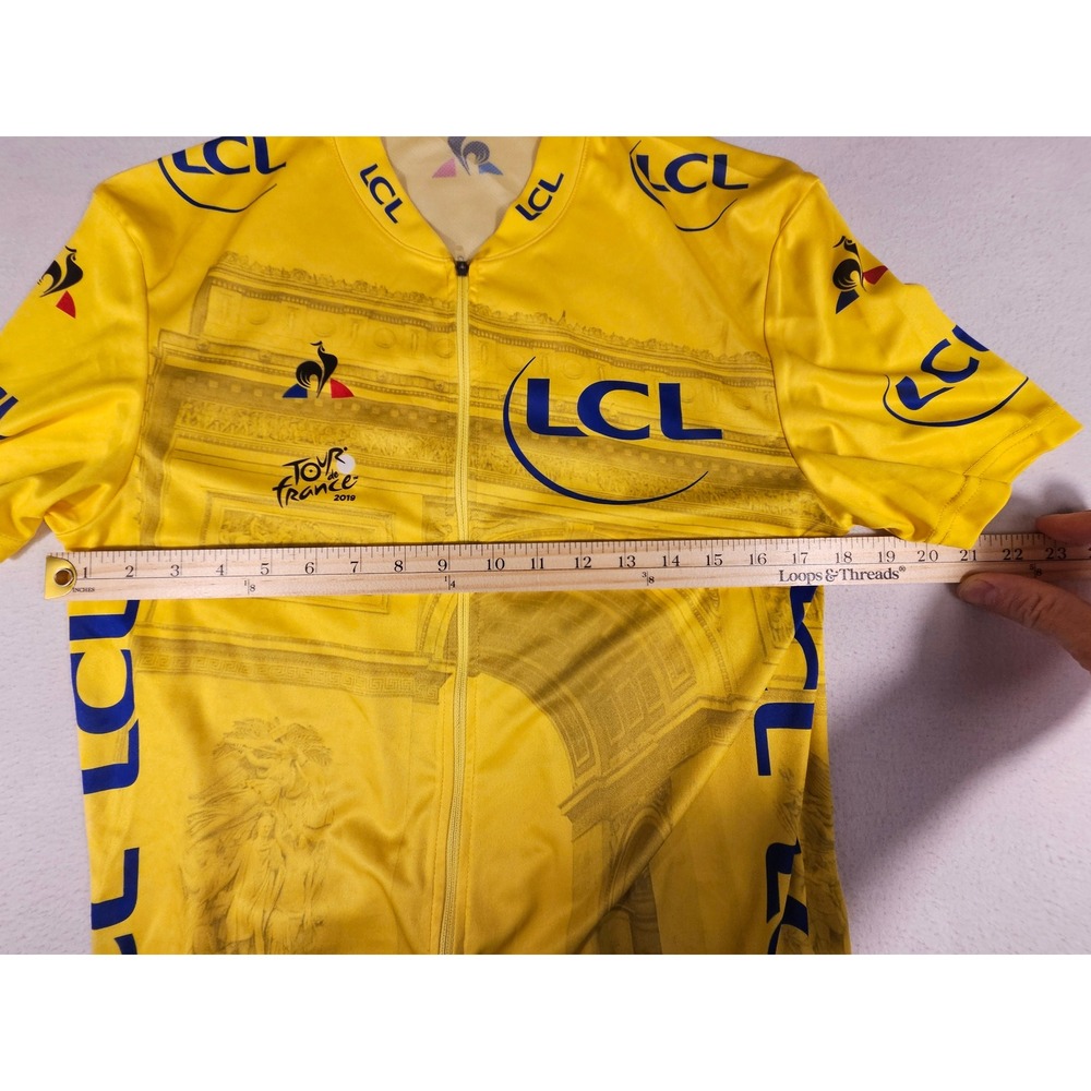 Le Coq Sportif Tour de France 2019 LCL Arrival Yellow Cyclying Jersey Mens Large - Picture 3 of 9